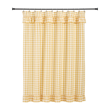 Annie Buffalo Yellow Check Ruffled Shower Curtain 72x72 VHC Brands - The Fox Decor